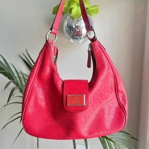 GUESS PVC Branded Red Hobo Handbag